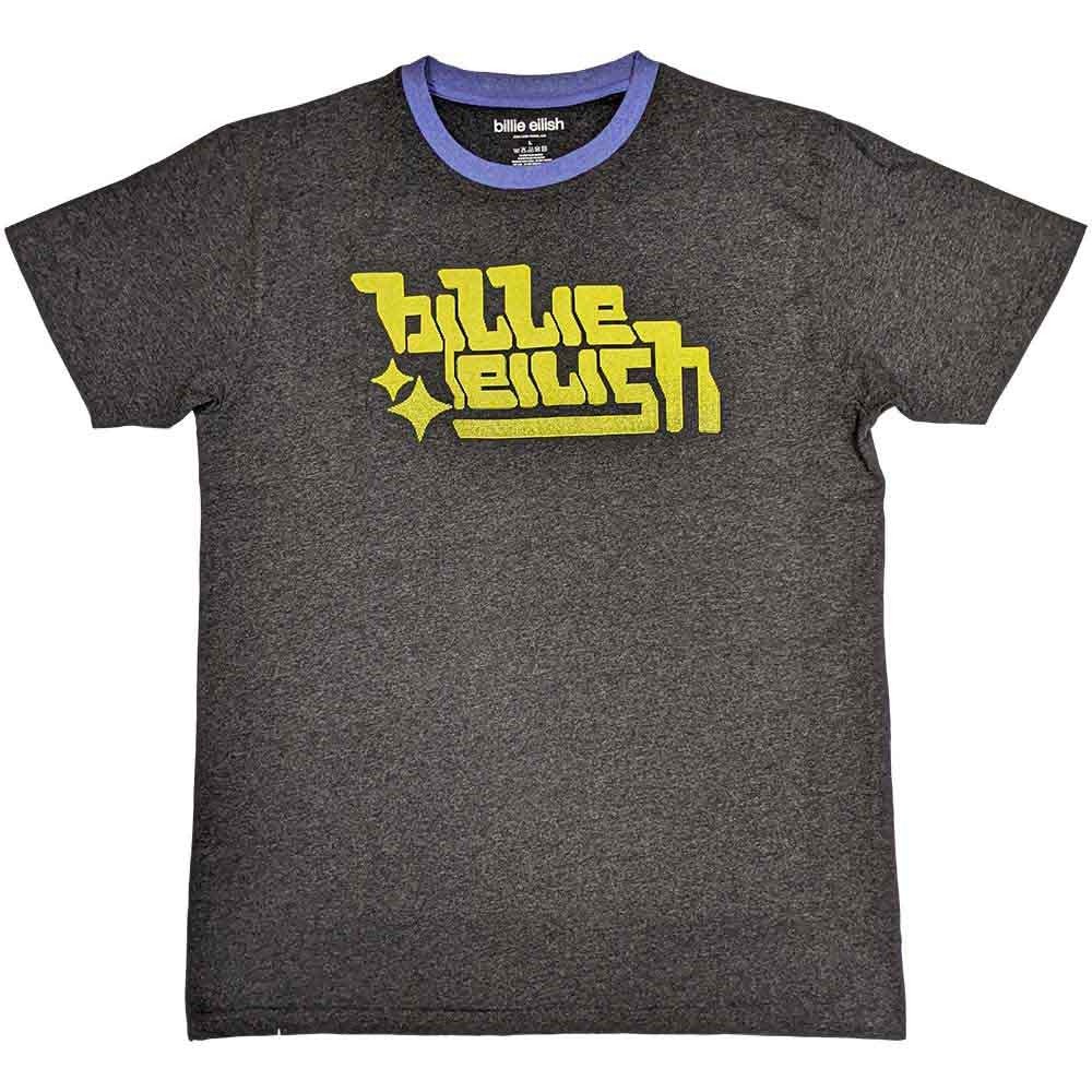 【予約商品】 BILLIE EILISH ビリーアイリッシュ - Neon Green Logo / Charcoal Grey / リンガー / Tシャツ / メンズ - PGS